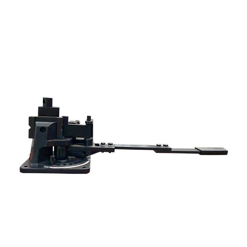 Industrial UB-100 metal bender has a rigid body made of cast steel.  ensuring safe and reliable operation. It also includes multiple radius dies bends up to 120°, and there are 5 sets of different angle/radius dies included